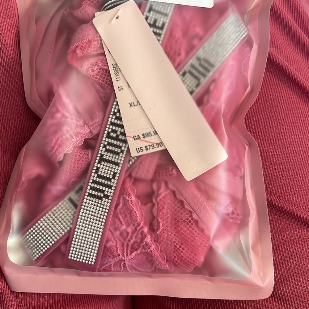 Victoria's Secret Pink Very Sexy 
Lace Shine Strap Crotchless Teddy NWT XL - Picture 3 of 3